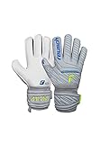 Reusch Attrakt Grip Finger Support Guanti da portiere per adulti con protezione delle dita per tutte le superfici dei campi da gioco,grigio chiaro - blu - giallo;9