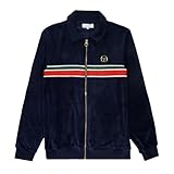 Sergio Tacchini Uomo Giacca da Pista Spencer Velour, Blu, L