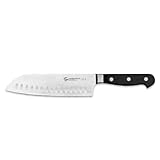 Ambrogio Sanelli, Maitre Coltello da Cucina Santoku, Coltello Chef con Lama Alveolata in Acciaio Inox all Azoto 18 cm e Manico Ergonomico, Coltelli da Cucina Professionali, Made in Italy