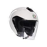 AGV - IRIDES E2206, Casco Moto JetUnisex, Casco Moto Open Face con Visiera Antigraffio e Protezione UV, Materia White, L