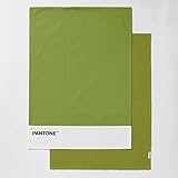 SWEET HOME Pantone™ - Set 2 Strofinacci 50x70 cm in 100% Cotone 220g. 1 Tinta Unita con Logo e 1 a Nido d Ape. 2 Pezzi, Verde Chiaro