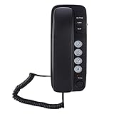 Mugast Telefono Fisso da Muro, Telefono con Filo Funzione di Chiamata Flash/Mute per Office/Hotel/Home(Nero)