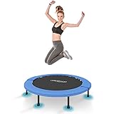 Physionics® Mini Trampolino - Diametro a Scelta (Ø 81, 91, 96, 102, 114, 122 cm), Piedini Antiscivolo, da Interno e Esterno - Tappeto Elastico, da Fitness, per Saltare (Ø 96 cm)