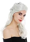 WIG ME UP - 31955-FR68C-94 Parrucca Carnevale Halloween Donna Lunga Elaboarta Treccia Mix Argento Bianco Grigio Fantasy Larp