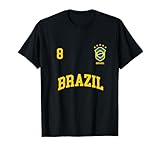 Squadra Calcio Brasile Numero 8 Bandiera Brasiliano Maglietta