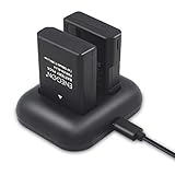 ENEGON - Coppia di batterie oltre caricatore rapido a 2 slot per Nikon EN-EL14/EN-EL14a e Coolpix P7000, P7100, P7700, P7800 DSLR D3100, D3200, D3300, D3400, D5100, D5200, D5300, D5500, Df