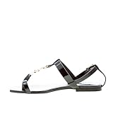 Saint Laurent Donna Sandalo Infradito Cassandra Flat in Pelle Verniciata Nero con monogramma Color Nero Size 36