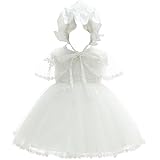 Leideur Vestito da battesimo bianco con cappuccio neonato battesimo abito in pizzo per matrimonio compleanno, Bianco 4., 6-9 Mesi