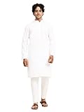 SKAVIJ Kurta Pigiama Yoga Tunica Uomo Abbigliamento Indiano Bianco L