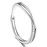 Anelli Donna in Argento Sterling 925 Regolabili con Zirconia Cubica di Alta Qualità, Design Minimalista, Perfetti per Fidanzamento e Promessa, Argento