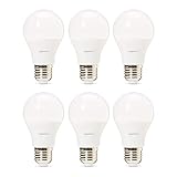 Amazon Basics - Confezione da 6 lampadine a LED professionali, con attacco Edison E27, 5.5 W, piccole, equivalenti a 40W, luce bianca calda, non dimmerabili