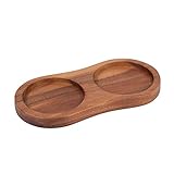 DeroTeno Vassoio per macina sale e pepe, diametro interno 6 cm, Legno d acacia, supporto per macina pepe, protezione del tavolo da pranzo (il macina pepe e il macina sale non sono inclusi)