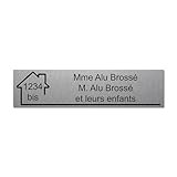 Mygoodprice - Targhetta incisa con nome e numero autoadesiva per cassetta delle lettere, 10 x 2,5 cm, personalizzabile, da 1 a 3 righe, alluminio spazzolato