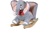 Bakaji Elefante a Dondolo Cavalcabile Peluche Giocattolo per Bambini con Effetti Sonori Maniglie e Cintura di Sicurezza (Elefante)