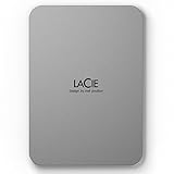 LaCie Mobile Drive Moon, 4TB, Unità disco portatile esterna, Argento, USB-C 3.2, per PC e Mac, riciclata post consumo, con piano Tutte le applicazioni di Adobe e 3 anni servizi Rescue (STLP4000400)