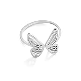 Dreamtimes Anello Farfalla Aperto Regolabile in Acciaio Inox Anelli Colore Oro Donne Estetica Dito Anelli Kpop Moda Matrimonio Gioielli Regalo (argento)