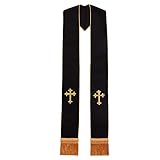 BLESSUME Chiesa Sacerdote Stola con Croce Nero (Yellow)