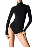 Body Collo Alto Manica Lunga Donna (Nero, L)