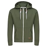 riverso - Felpa da Uomo con Cappuccio RIVThilo, con Cappuccio e Chiusura Lampo, Tinta Unita, in Cotone, Grigio, Marrone, Verde, Rosso, Blu, Nero - Ivy Green (12400) L