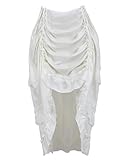 OKGD Punk Sexy Women s Clipper Party Maxi Dress Hi Low Costume Steampunk Gothic Corset Skirt Plus Size-White,L