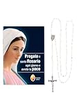 Pregate il Santo Rosario ogni Giorno E avrete La Pace E Corona del Rosario Con grani in Vetro BIANCO IN confezione regalo