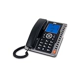 SPC Office Pro - Telefono fisso da tavolo con ampio schermo illuminato a batteria, 7 memorie dirette, identificativo chiamante e vivavoce - Nero