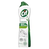 Cif Crema, Detergente per Superfici Dure, Formato 500 ml, Ideale su Grasso Incrostato, Residui di Cibo Bruciato e Macchie di Calcare, con Particelle Pulenti 100% Naturali, Bianco