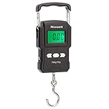 Rhorawill Bilancia da Pesca, 75 kg / 165 Ibs Pesa Valigie Digitale Portatile con Display LCD Retroilluminato, con Metro Nastro e 2 Batterie AAA,per Pesca All aperto