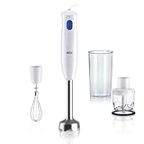 Braun MQ10.202M MultiQuick 1 - Frullatore ad immersione extra leggero con base in acciaio inox e sistema EasyTwist incluso, frusta e misurino da 600 ml, 450 Watt, colore: Bianco