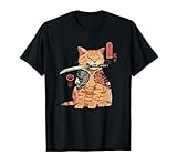 Giapponese Samurai Ninja Cat Kawaii Tattoo Graphic Maglietta