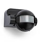 VELAMP Rilevatore di movimento infrarossi PIR per illuminazione - Sensore automatico - Impermeabile IP44 - Carico massimo 1KW - Regolazione sensibilità e durata - Installazione facile – Colore Nero