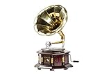 Grammofono con tromba in ottone HIS MASTER S VOICE riproduzione OTTAGONALE inserti Ottone