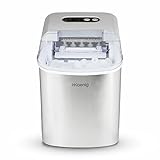 H.Koenig Macchina del ghiaccio KB14, 12 kg in 24 ore, 2 formati di cubetti, automatico, compatto, silenzioso, serbatoio 2,1 l, cubetti pronti in 10-13 minuti, paletta per ghiaccio, silver, 120W