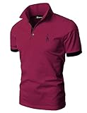 GHYUGR Polo Uomo Basic Manica Corta Tennis Golf T-Shirt Ricami Fulvi Maglietta Poloshirt Camicia,Vino Rosso,XL