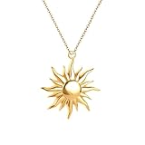 Kritz Collana Donna Sole placcato Oro 18K - Ciondolo Raggio di Sole con Catena Regolabile - Gioielli Moda Regalo per Donne Ragazze (Stella Solare)