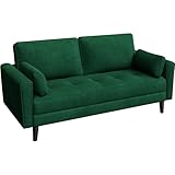 Yaheetech Divano a 2 Posti Divanetto Moderno con Cuscini Tasche Laterali Divano da Salotto Sofa per Soggiorno Camera da Letto Appartamento Verde Velluto