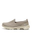 Skechers Go Walk 5, Sneaker Infilare Donna, Beige Taupe Textile Trim, 36 EU