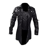 Gefomuofe Uomo Gothic Steampunk Frack Steampunk Gothic Vittoriano Rinascimento Party Smoking Giacca Outwear Felpa Capodanno Steampunk Giacca Medievale, Nero , S