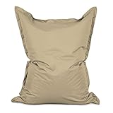 Lumaland Poltrona Sacco Pouf | Bean Bag grande XXL 140x180cm idrorepellente | Con rivestimento lavabile | Incl. borsa interna ricaricabile con perle EPS [Beige]