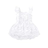 Zukmuk Bambine 2pcs Vestito Cerimonia Abito Romper Neonata Senza Maniche in Cotone Pagliaccetto Elegante Tunita da Battesimo Estivo (Crema, 12-18 Months)