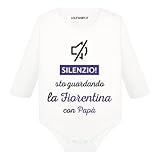 Lol t-shirt Body Neonato Silenzio sto guardando la Fiorentina con papà Manica lunga idee regalo divertente per papà (6 mesi)