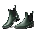 DREAM PAIRS Stivali da Pioggia Donna Chelsea Wellington Rain Boots Impermeabili Stivaletti Elastico Outdoor Ankle Boot,Size 41,Verde/Oliva,SDRB2201W-E