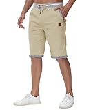 Djtnzdm Pantaloncini Uomo Estivi Bermuda Uomo Cotone Casual Uomo Pantaloni Corti Sportivi Shorts Uomo Cargo con Tasche(Cachi-XL)