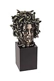 Veronese Design Figura di testa di Medusa in bronzo fuso su piedistallo busto scultura dipinta accento arte
