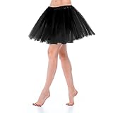 Gonna Tulle Donna Tutu Adulto Classic Elastico 3 Strati Tulle Nero Gonna Corta Donna Vestito Corto Gonne in Tulle Nero Teen Dance Dress Up Party Accessori Anni 80 Gonnellino Danza Classica Bambina