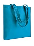 50 pezzi Shopper in TNT 70 g/m2 termosaldato, manici lunghi 36 x 40 cm (azzurro)