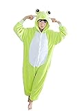 Ovender Pigiama Kigurumi Tuta per Carnevale Natale Festa Costume da Party Animale Halloween Cosplay Adulto Monopezzo Unisex Donna Uomo (XL, Rana Verde Bianco)