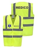 WIXSOO Gilet Medico Alta Visibilità con Bande Catarifrangenti (M, GIALLO FLUO)