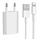 Caricatore per IPhone, Carica batteria per iPhone 11 11 pro 8 8 Plus 7 7 Plus 6 6S 5C SE XR X 12 13 14 Pro Max Plus, iPad, 5V 1A Caricabatterie con Cavo Ricarica USB 5W