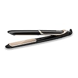 BaByliss ST393E Piastra Lisciante con Rivestimento in Titanium-Ceramic, Funzione Ionica Anti-crespo, Funzione Protect, Funzione Intense, 6 Temperature, Nero/Champagne